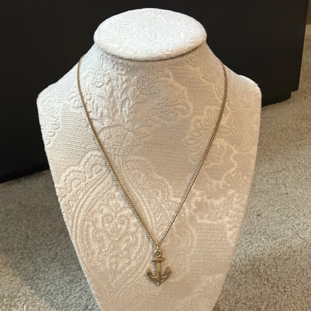 Vintage Gold Anchor Pendant Necklace
